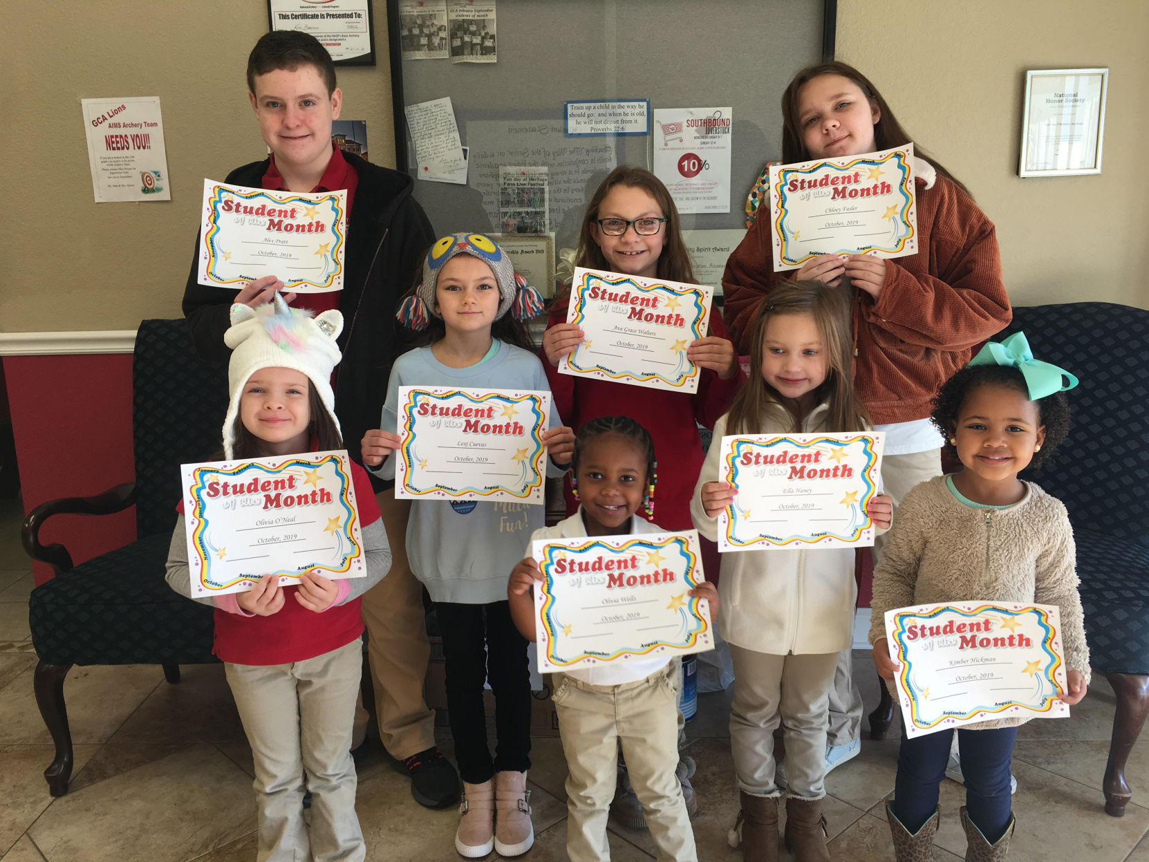 Gateway Christian Academy November students of the month